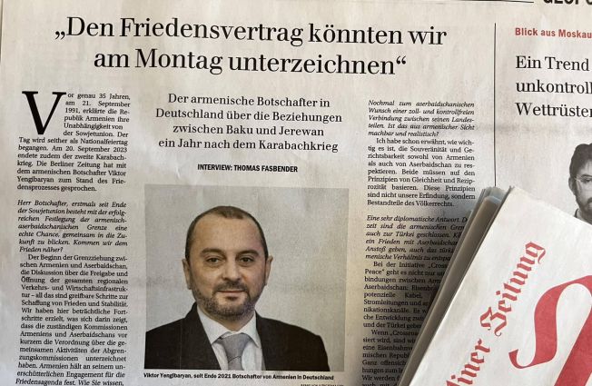 Armenischer Botschafter: „Friedensvertrag können wir am Montag unterzeichnen“