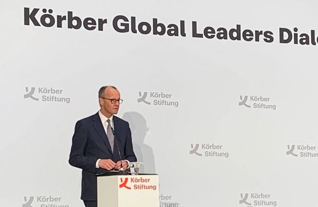 Rede von Kanzlerkandidat Friedrich Merz beim Körber Global Leaders Dialogue